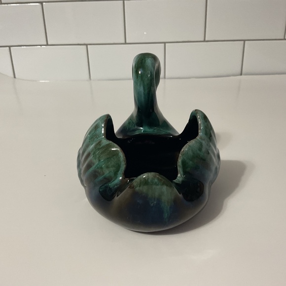 VTG Blue Mountain Pottery Swan Planter Canada Drip Glaze - Picture 3 of 6